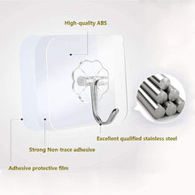 Load image into Gallery viewer, Transparent Strong Self Adhesive Door Wall Hangers Hooks Suction Waterproof Flower Plastic Strong Rack Sticky Sucker Heavy Load Rack Cup Sucker for Kitchen and Bathroom (10)