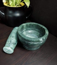 Load image into Gallery viewer, Green Marble Imam Dasta/Mortar and Pestle Set/Ohkli Musal/Kharal/Idi Kallu/Khal Musal/Khalbatta/Spice Grinder-4 Inches Marble Masher