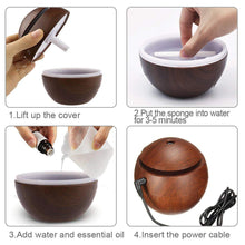 Load image into Gallery viewer, Wooden Cool Mist Humidifiers Essential Oil Diffuser Aroma Air Humidifier with Colorful Change for Car, Office, Babies, humidifiers for home, air humidifier for room (multi coloured)