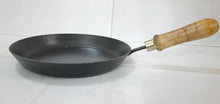Load image into Gallery viewer, Wood Handle Iron Flat Kadai/Tai/Fry Pan/Tai for Making Jalebis/Dal Tadka/Tavi for Kitchen(10 INCH)

