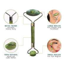Load image into Gallery viewer, Smooth Face Massager For Women & Face Roller Natural Face Roller Massager Jade Stone with Gua Sha Tool For Face Eye Massager Neck Foot Face Roller For Women Tool Facial Roller (green Shade)