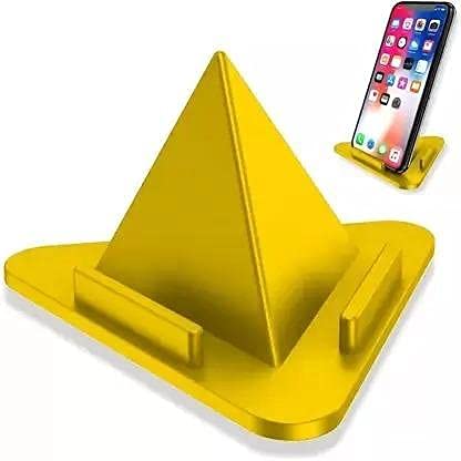 Portable Three-Sided Triangle Desktop Stand Mobile Phone Pyramid Shape Holder Desktop Stand (Multi Color) (2 Pc)