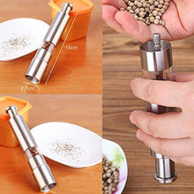 Load image into Gallery viewer, Stainless Steel Black Pepper Grinder Spice Thumb Press Salt Mill, Hand Grinder Machine,Manual Operation, Silver