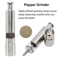 Load image into Gallery viewer, Stainless Steel Black Pepper Grinder Spice Thumb Press Salt Mill, Hand Grinder Machine,Manual Operation, Silver