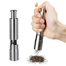 Load image into Gallery viewer, Stainless Steel Black Pepper Grinder Spice Thumb Press Salt Mill, Hand Grinder Machine,Manual Operation, Silver