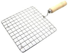 Load image into Gallery viewer, Roasting Net with Steel Tong,Stainless Steel Wire Roaster, Wooden Handle with Roasting Net, Papad Jali,Roti Grill,Chapati Grill (Square Roaster+ 1 Tong/Chimta) -1 pc