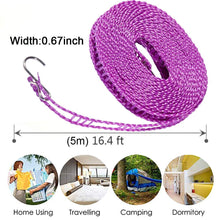 Load image into Gallery viewer, 5 Meters Windproof Anti-Slip Clothes Washing Line Drying Nylon Rope with Hooks 5 Meter Nylon Clothesline Rope (Color May Vary)