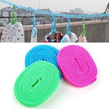 Load image into Gallery viewer, 5 Meters Windproof Anti-Slip Clothes Washing Line Drying Nylon Rope with Hooks 5 Meter Nylon Clothesline Rope (Color May Vary)