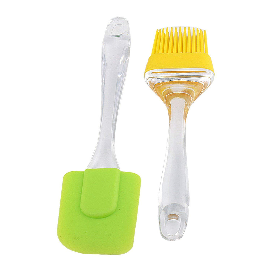 Silicone Spatula and Pastry Brush for Cake Mixer, Decorating, Cooking, Baking and Glazing(Multicolour, Standard Size)