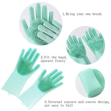 Load image into Gallery viewer, Silicone Non-Slip, Dish Washing and Pet Grooming, Magic Latex Scrubbing Gloves for Household Cleaning Great for Protecting Hands (Standard Size,) (Multicolor, 1 Pair {2 Pisces})