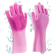 Load image into Gallery viewer, Silicone Non-Slip, Dish Washing and Pet Grooming, Magic Latex Scrubbing Gloves for Household Cleaning Great for Protecting Hands (Standard Size,) (Multicolor, 1 Pair {2 Pisces})
