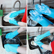 Load image into Gallery viewer, Silicone Non-Slip, Dish Washing and Pet Grooming, Magic Latex Scrubbing Gloves for Household Cleaning Great for Protecting Hands (Standard Size,) (Multicolor, 1 Pair {2 Pisces})