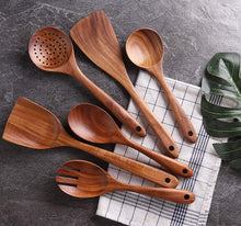 Load image into Gallery viewer, Premium Quality Wooden Cooking Kitchen Utensil Set/ Non-stick Pan Kitchen Tool Wooden Cooking Spoons and Spatulas Wooden Spoons for cooking salad fork
