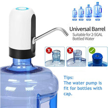 Load image into Gallery viewer, Automatic Wireless Portable Mini Rechargeable Water Bottle Can Dispenser Pump Upto 20 Litre Bottle with USB Charging Cable (Black/White)