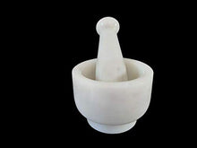 Load image into Gallery viewer, White Marble Imam Dasta/Mortar and Pestle Set/Ohkli Musal/Kharal/Idi Kallu/Khal Musal/Khalbatta/Spice Grinder-5 Inches Marble Masher