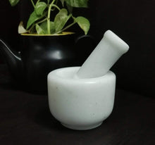 Load image into Gallery viewer, White Marble Imam Dasta/Mortar and Pestle Set/-4 Inches Marble Masher