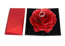 Load image into Gallery viewer, Ring Box Rotating Rising Rose Ring Box Folding Jewelry Storage Box Case
