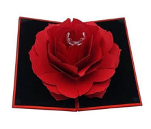 Load image into Gallery viewer, Ring Box Rotating Rising Rose Ring Box Folding Jewelry Storage Box Case
