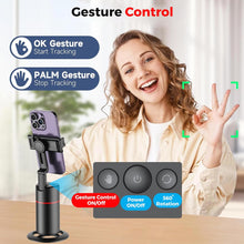 Load image into Gallery viewer, Auto Face Tracking Tripod,360° Rotation Mobile Holder for Smart Video&amp;Photo Shooting with Remote,No App Needed,Gimbal Stabilizer with Gesture Control for Vlog,Streaming &amp; Video Recording,Black
