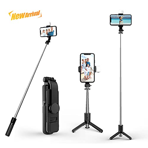 Bluetooth Integrated Selfie Stick with Light and Bluetooth Remote Control