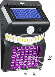 Mosquito Killer Bug Zapper Outdoor 3 in 1 Mosquito Zapper Black Solar Bug Zapper Electric LED Light Mosquito Killer Lamp with Motion Sensor for Outdoor Backyard Patio Camping.