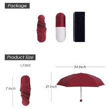 Load image into Gallery viewer, Umbrella for Men &amp; Women Compact Capsule Umbrella, Polyester Fabric With UV Protection
