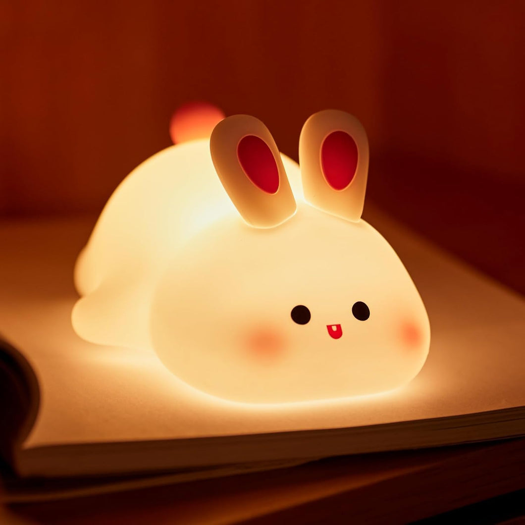 Cute Rechargeable Rabbit Night Light For Kids,Portable Breastfeeding Nursery Silicone Night Light, LED Color Changing Beside Lamp For Room, Gifts For Toddlers, Girls Valentine'S Day