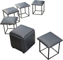Load image into Gallery viewer, 5 in 1 Seating Cube with Swivel Casters, Stackable Sofa Chair, Stool,Nesting Ottoman, Movable Footstool, Dressing Chair for Living Room, Bedroom(Black, Large)
