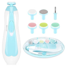 Load image into Gallery viewer, Electric Nail Drill &amp; Trimmer - Safe Baby &amp; Adult Nail Care, Light &amp; 6 Grinding Pads, Polish &amp; Shape Tools for Newborns to Adults
