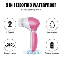Load image into Gallery viewer, 5 in 1 Face Facial Exfoliator Electric Massage Machine Care &amp; Cleansing Cleanser Massager Kit For Smoothing Body Beauty Skin Cleaner facial massager machine for face- Multicolor
