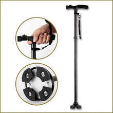 Load image into Gallery viewer, Trusty Cane Adjustable Walking Stick with LED Light for Old Men, Women (Black)
