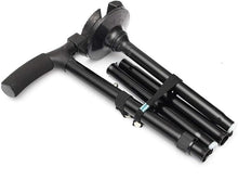 Load image into Gallery viewer, Trusty Cane Adjustable Walking Stick with LED Light for Old Men, Women (Black)
