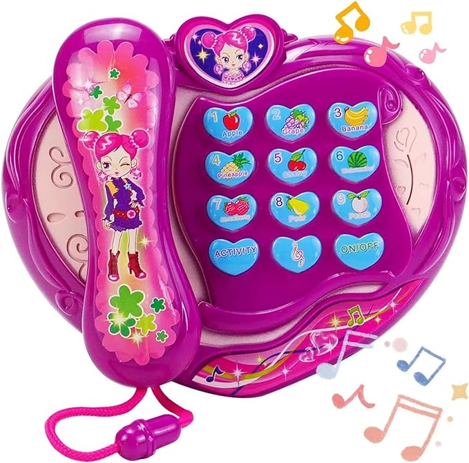 Baby Musical Telephone Toy, Educational Pretend Mobile Phone with Lights and Music Toy for Kids Boy and Girls