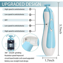 Load image into Gallery viewer, Electric Nail Drill &amp; Trimmer - Safe Baby &amp; Adult Nail Care, Light &amp; 6 Grinding Pads, Polish &amp; Shape Tools for Newborns to Adults
