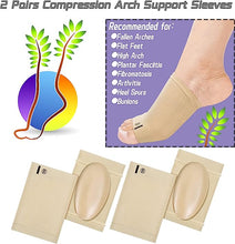 Load image into Gallery viewer, Soft Elastic Arch Foot Brace Gel Pad Inside Feet Brace Plantar Metatarsal Compression Sleeve for Pain Relief
