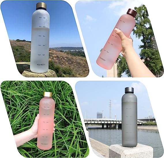 Lightweight Motivational Water Bottle with Time Marker