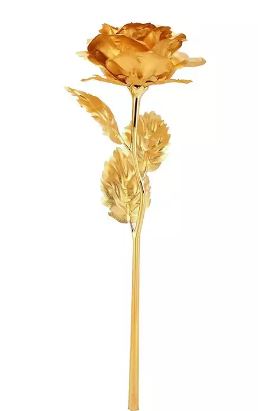 Gold Rose Flower With Golden Leaf with box