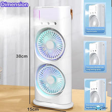 Load image into Gallery viewer, Double Ended Spray Fan, Desk Fan with Mist Spray, Travel Cooler Fan, Water Misting Fan, USB Rechargeable Mini Desktop Table Cooling Fan
