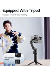Load image into Gallery viewer, TOK_QI M02 3-Axis Handheld Gimbal Stabilizer Cell Phone Selfie Tripod with Detachable Remote for iPhone Android Smartphone, Black (M02)
