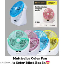 Load image into Gallery viewer, JY Super Fan JY-1880 Powerful Rechargeable Table Fan with LED Light for Home Office Desk Fan Table Fan for Home (Multicolor)
