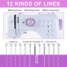 Load image into Gallery viewer, Sewing Machine for Beginners &amp; Kids, Mini Portable Sewing Machines with 12 Built-in Stitch Patterns, 2-Speed Foot Pedal, Perfect for Teaching Daughter Granddaughter to Sew
