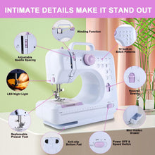 Load image into Gallery viewer, Sewing Machine for Beginners &amp; Kids, Mini Portable Sewing Machines with 12 Built-in Stitch Patterns, 2-Speed Foot Pedal, Perfect for Teaching Daughter Granddaughter to Sew

