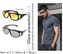 Load image into Gallery viewer, HD Vision Day &amp; Night Unisex Goggles Polarized Sunglasses Men And Women 100% UV Protection Driving All Bikes and Car Anti-Glare Glasses Combo Pack of 2 (Yellow And Black, Large Size)
