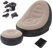 Load image into Gallery viewer, Inflatable Sofa with Household Air Pump - Air Couch Chair with Footstool for Indoor&amp;Outdoor in Livingroom Bedroom Readingroom Office Balcony Garden Courtyard

