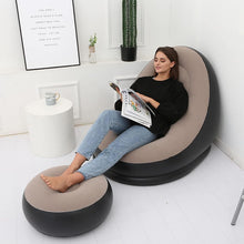 Load image into Gallery viewer, Inflatable Sofa with Household Air Pump - Air Couch Chair with Footstool for Indoor&amp;Outdoor in Livingroom Bedroom Readingroom Office Balcony Garden Courtyard
