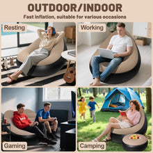 Load image into Gallery viewer, Inflatable Sofa with Household Air Pump - Air Couch Chair with Footstool for Indoor&amp;Outdoor in Livingroom Bedroom Readingroom Office Balcony Garden Courtyard
