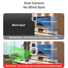 Load image into Gallery viewer, Dual Lens 5MP+5MP Smart WiFi PTZ Security Camera, 360° Rotation, Color Night Vision 20m, Motion Alerts, Two-Way Audio, App Remote Access, 128GB SD Support, Indoor Outdoor CCTV Surveillance Cam
