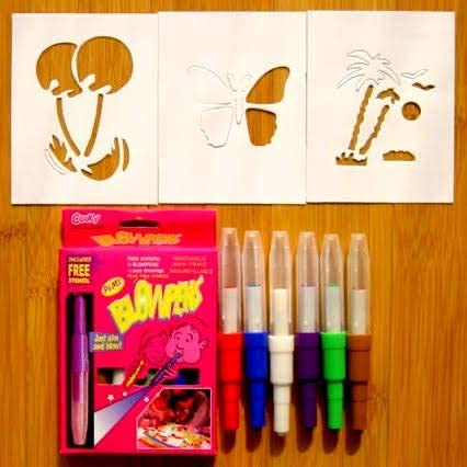Magic Blow Pens Set of 6 Pc Colour Spray Magic Blowpen Set with Sketch Pens at One End and Blow Pens Suitable for Students, Kids and Craft Lovers