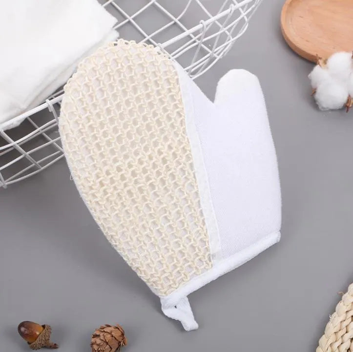 Bath sponge  Glove with Terry Towel Exfoliating Back Brush Shower Gloves
