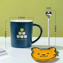 Load image into Gallery viewer, Cute Bear Coffee Mug with Spoon and Lid, Lid Can be Used as Another Small Plate, Coffee Mug with Handle

